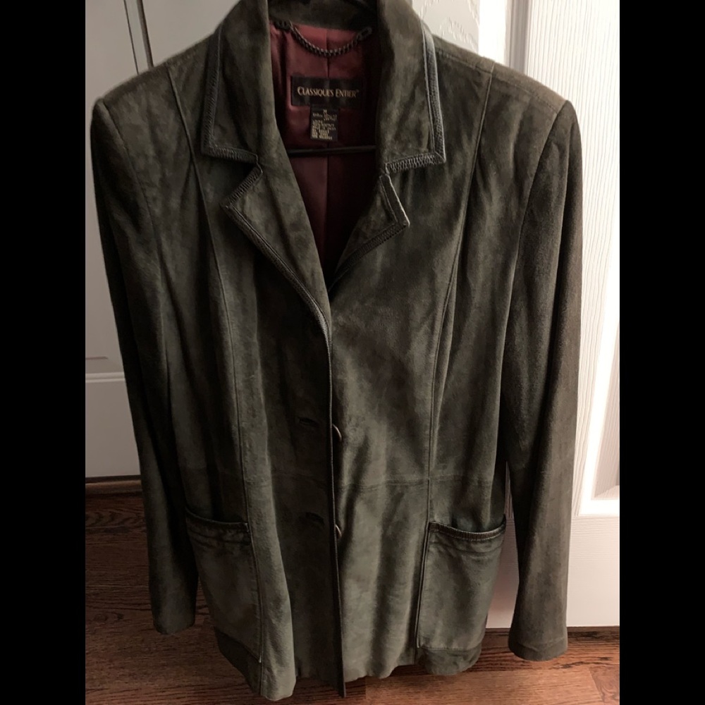 Dark Gray/olive colored Suede Jacket- last picture